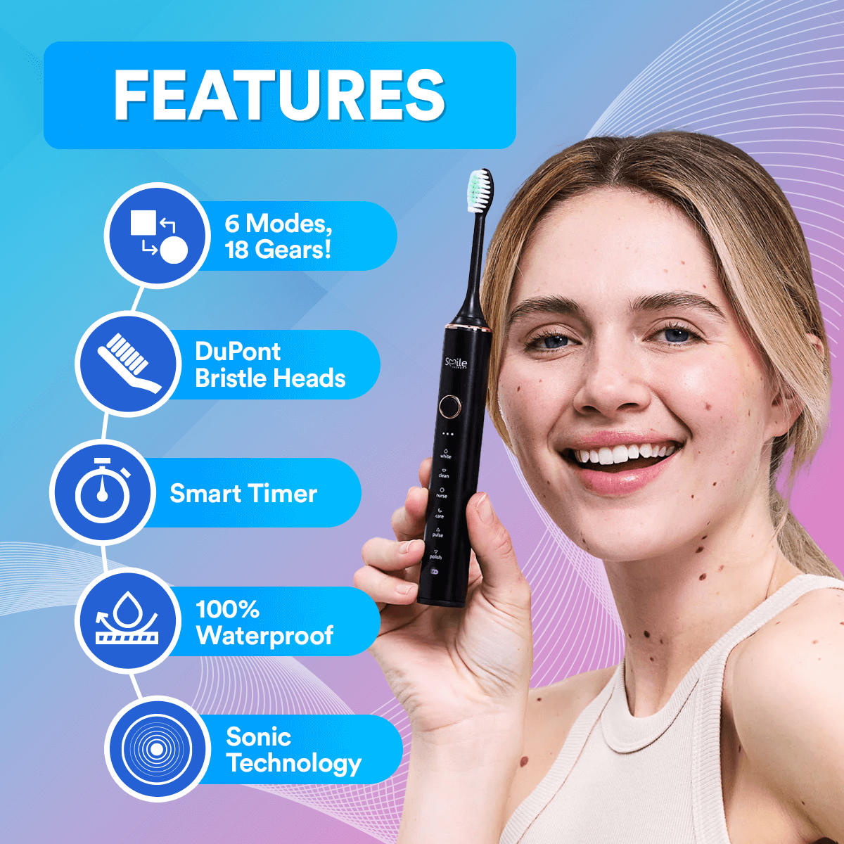 6-in-1 Sonic Deep Clean Electric Toothbrush