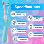 Kids Sonic Electric Toothbrush Attachment Heads - Pack of 4